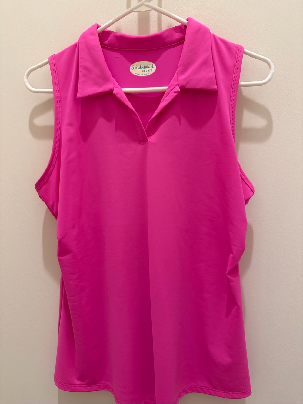 Sleeveless Collared Tank - Hot Pink
